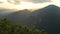 Sunset, mountains, alpine pine, wind