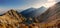 Sunset in mountains view from Lomnicke sedlo in High Tatras