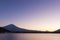 Sunset of Mt fuji and the city around kawaguchi lake, japan