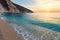 Sunset on Myrtos Beach (Greece, Kefalonia, Ionian Sea).