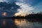 Sunset on the Napo river in the amazon, stunning colors