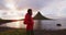 Sunset in nature on Iceland - Healthy active outdoor lifestyle video of woman