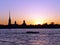 Sunset on neva river