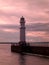 Sunset at the Newhaven Lighthouse in Edinburgh, Scotland, United Kingdom