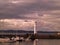 Sunset at the Newhaven Lighthouse in Edinburgh, Scotland, United Kingdom