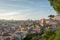 Sunset and Night view of Lisbon city from Miradouro da Graca