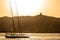 Sunset Nile Aswan and the West Bank with Tombs Old Kingdom Qubbet el-Hawa - `Dome of the Winds` at the crest of the hill