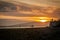 Sunset in Oban with ferryboat