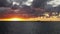 Sunset in the offshore area, FPSO and other vessels together in an offshore day
