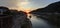 Sunset at the Old bridge at Heidelberg, downtown and castle in Heidelberg, Germany.