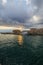 Sunset on the old dock of Ortigia Syracuse Sicily