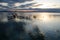 Sunset on one day cloudy in the famous lake of the albufera of Valencia, Spain