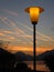 Sunset in orange glowing colors at the Walensee; Switzerland