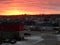 Sunset with orange sky over the city of Kuujjuaq