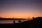 Sunset in orange tones on the brigde April 25 in Lisbon, Portugal