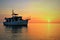 Sunset on Our Kadey Krogen 42 anchored at Annie Bight, Eleuthera Bahamas