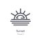 sunset outline icon. isolated line vector illustration from travel 2 collection. editable thin stroke sunset icon on white