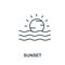 Sunset outline icon. Thin line concept element from tourism icons collection. Creative Sunset icon for mobile apps and