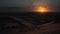 Sunset over the African sand dunes, a majestic tranquil beauty generated by AI