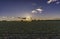 Sunset over an agricultural field