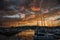 Sunset over Airlie Beach marina