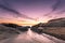 Sunset over Algajola beach in Corsica