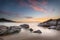 Sunset over Algajola beach in Corsica