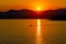 Sunset over Alpes on Azure Coast French Riviera of Mediterranean Sea seen from Saint-Jean-Cap-Ferrat town in France