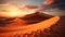 Sunset over the arid African landscape, a majestic tranquil scene generated by AI