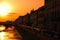 Sunset over the Arno river in Florence
