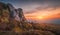 Sunset over Autumn Rocky Landscape