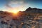 Sunset over the Badlands National Park in Utah, USA