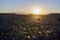 Sunset over barren rocky desert in Morocco