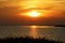 Sunset over the Barther Bodden, Vorpommersche Boddenlandschaft, Germany