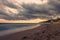 Sunset over the beach in Castelldefels, Catalonia, Spain