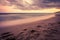 Sunset over the beach in Castelldefels, Catalonia, Spain