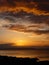 Sunset over beach huts at Whitstable