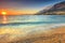 Sunset over the beach,Makarska,Dalmatia,Croatia