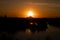 Sunset over Belgrade, Serbia from Kalemegdan Fortress. Panorama View of city skyline ,Danube and Sava rivers merging