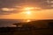 Sunset over Bigton, on the west side of mainland Shetland, Scotland