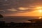 Sunset over Bigton, on the west side of mainland Shetland, Scotland