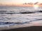 Sunset over blacksand beach near Waimea