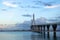 Sunset over the bridge of the Constitution, called La Pepa, in the bay of CÃ¡diz, Andalusia. Spain.