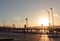 Sunset over a busy street in Turkey