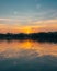 Sunset over C.S. Mott Lake, in Flint, Michigan
