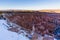 Sunset over canyon slopes covered in snow, Bryce Canyon National