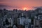 Sunset over Caracas City, Westside view, Venezuela