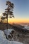 Sunset over Castle Burg Hohenzollern in winter