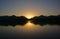 Sunset over Catbells at Derwentwater, Lake District, UK