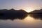 Sunset over Catbells at Derwentwater, Lake District, UK